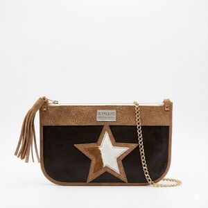 A.PAQUIS Made in France Leather Star Crossbody Bag